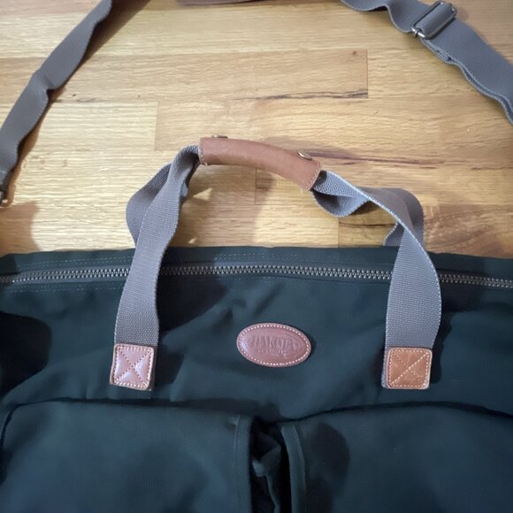 Vintage DAKOTA by TUMI Duffel Bag Weekender Canvas Genuine Leather Large Green - Picture 4 of 12